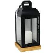 Wholesale - 14.2" Black Metal Frame LED Candle Lantern C/P 6, UPC: 661838706221